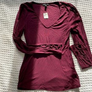 NWT Express V-Neck Ribbed Top